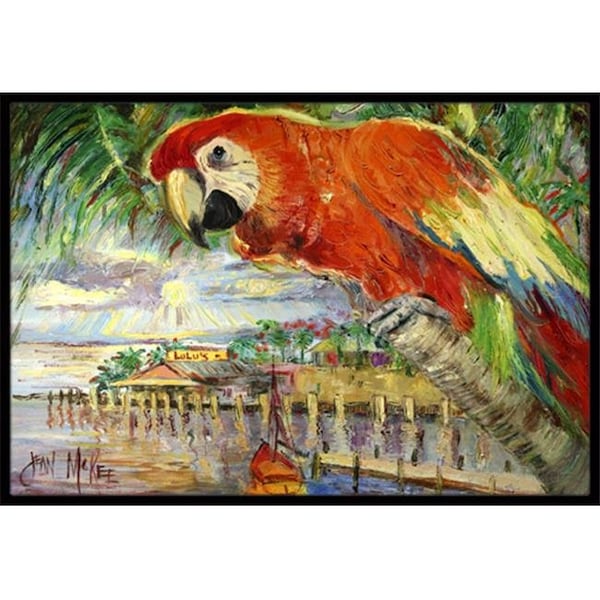 Carolines Treasures JMK1134JMAT Red Parrot At Lulus Indoor & Outdoor Mat; 24 x 36 in. JMK1134JMAT - main
